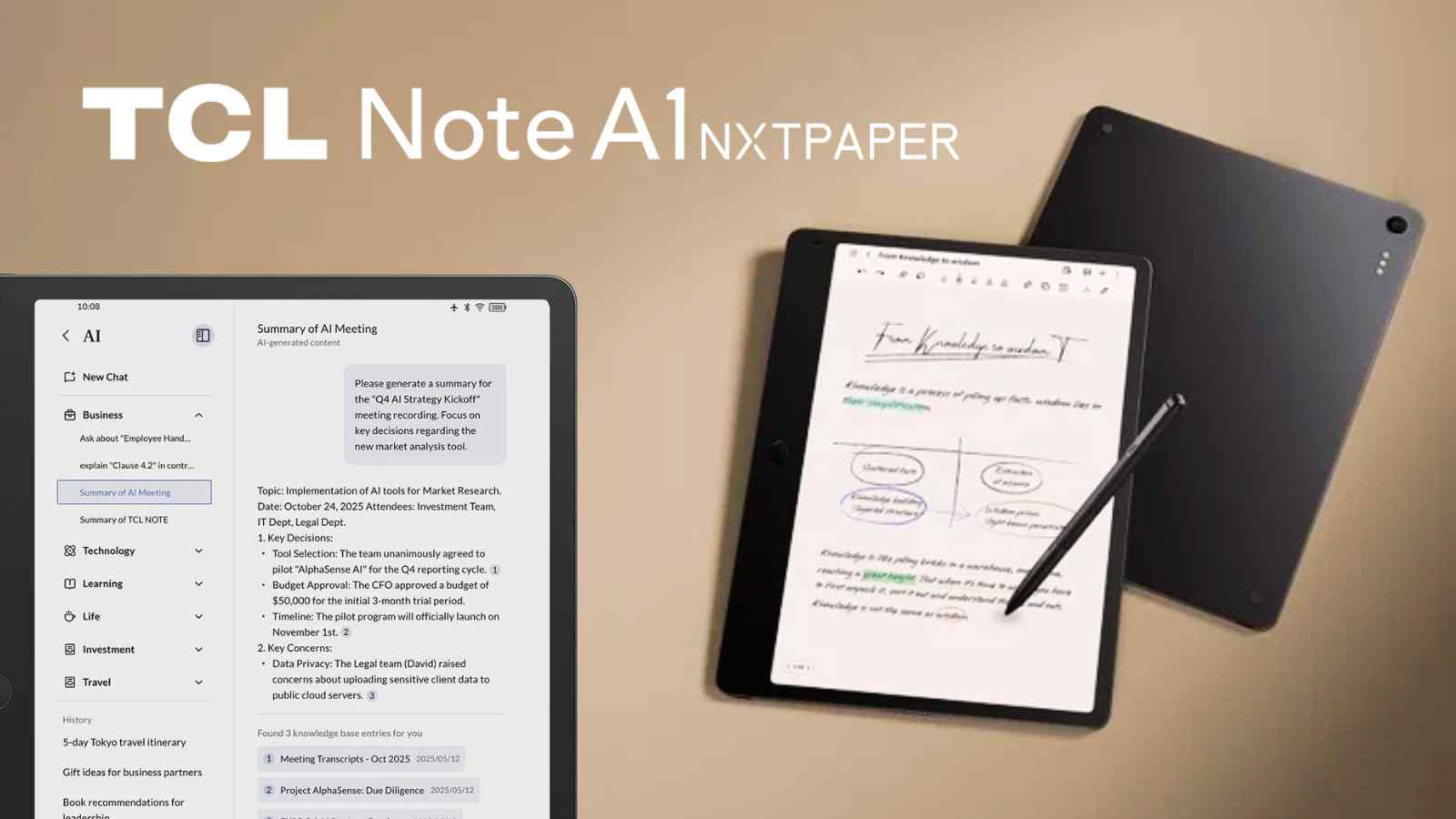 Un e-ink moderno e fluido: TCL porta carta e penna nel digitale